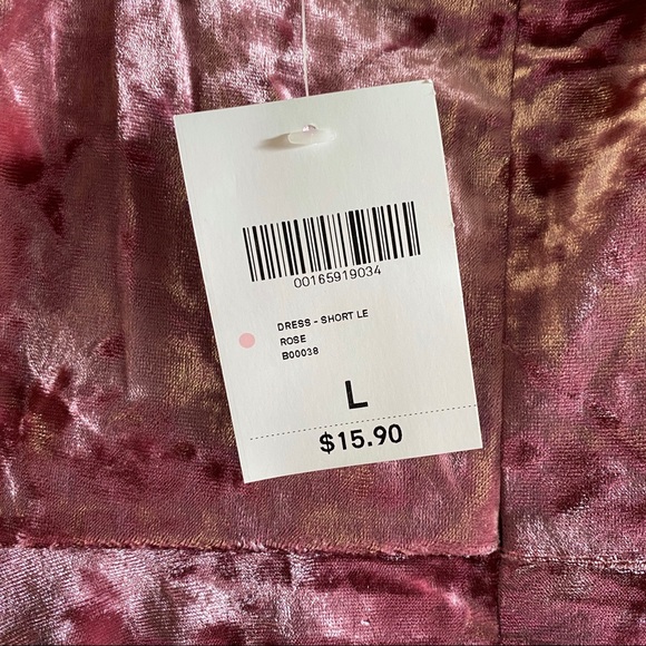 Forever 21 Crushed Velvet Rose Pink Mini Dress L - Picture 5 of 6